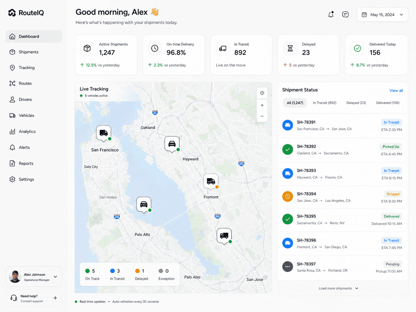 LogFlow Dashboard - Real-time tracking and shipment management